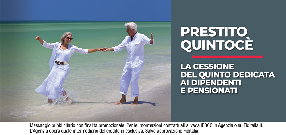 Agenzia Milo Umberto Fiditalia | Trieste, Udine | Cessione del Quinto Quintocè - Un consulente dedicato per i progetti di dipendenti e pensionati. Messaggio pubblicitario con finalità promozionale. Per le informazioni contrattuali si veda IEBCC in Agenzia o su Fiditalia. it. L’Agenzia opera quale intermediario del credito in esclusiva. Salvo approvazione Fiditalia.